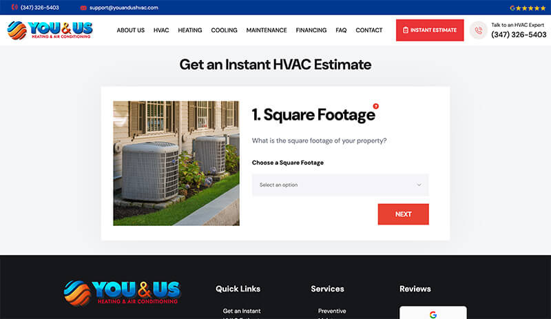 hvac instant estimate